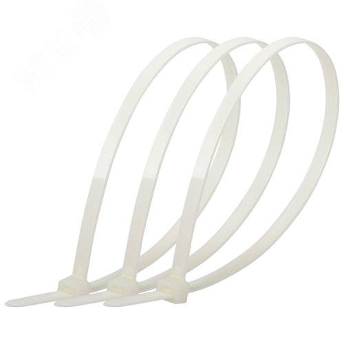 Изображение товара Стяжка кабельная нейлоновая (хомут) 7.6 х 400 мм белая (100 шт/уп) NO-225-166 (упак)