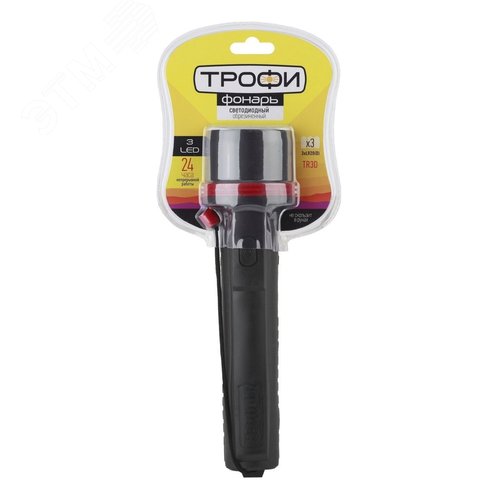 Фонарь светодиодный Трофи TR3D ручной на батарейках резина - фото 5
