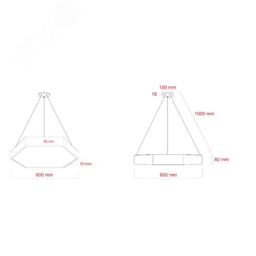 Светильник LED Geometria Hexagon SPO-121-B-40K-038 38Вт 4000K 4000Лм IP40 600х80 черный подвесной драйвер внутри - фото 8