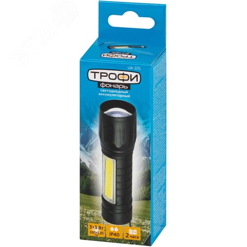 Фонарь светодиодный Трофи UA-101 аккумуляторный 3Вт LED + 3Вт COB оптический Zoom 3 режима - фото 10