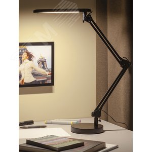 Светильник настольный светодиодный на струбцине и с основанием черный NLED-440-7W-BK - фото 4