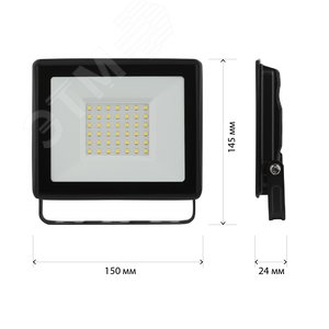 Прожектор светодиодный ДО-50 Вт 3000К 4000 Лм IP65 черный 50w теплый 200-240В LPR-023-0-30K-050 - фото 7