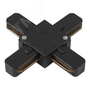 Коннектор для однофазного шинопровода Х-образный черный TR7-C 2W X BK м - фото 1