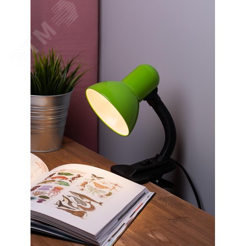 Светильник настольный N-212-Е27-40W-GR на прищепке зелёный - фото 5