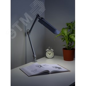 Светильник настольный с лампой PL на струбцине серый NL-201-G23-11W-GY - фото 5