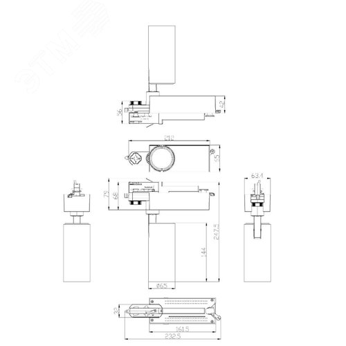 Светильник трековый трёхфазный SТR-30-36-40K-W20 узкий луч 4000K белый - фото 5