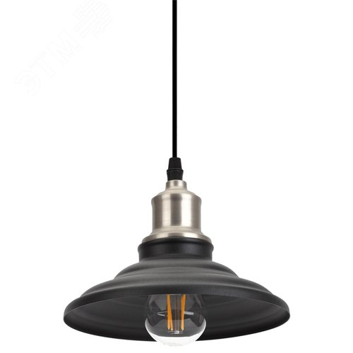 Светильник PL4 BK/BN Подвес металл, E27, max 60W, d203 мм, шагрень черный/темный никель - фото 3
