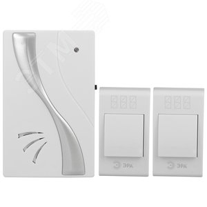 Изображение товара Звонок дверной беспроводной на батарейках 32 мелодии 100м IP20 бело-серебристый 2АА/А23 TWIN-B (шт)