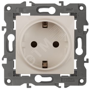 Изображение товара Розетка однофазная скрытого монтажа, в рамку с заземлением со шторками слоновая кость 16А 250В IP20 автоматические (безвинтовые) зажимы 14-2102-02 Эра Elegance (шт)