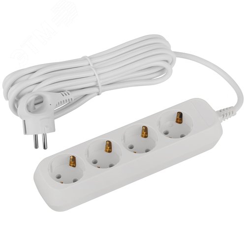 Изображение товара Удлинитель электрический 4 розетки с заземлением 5м ПВС 3x1мм2 UDL-16-450-E Greenline (шт)