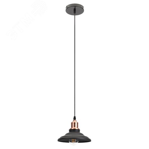 Светильник подвесной декоративный PL4 BK/RC металл, E27, max 60W, d203 мм, шагрень черный/медь (10/210) - фото 4