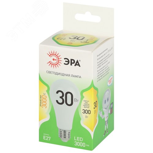 Лампа светодиодная LED 30 Вт 3000Лм 3000К груша теплый E27 220-240В LED A65-30W-830-E27 Green Line - фото 3