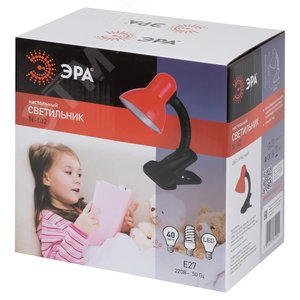 Светильник настольный на прищепке красный N-102-E27-40W-R - фото 3