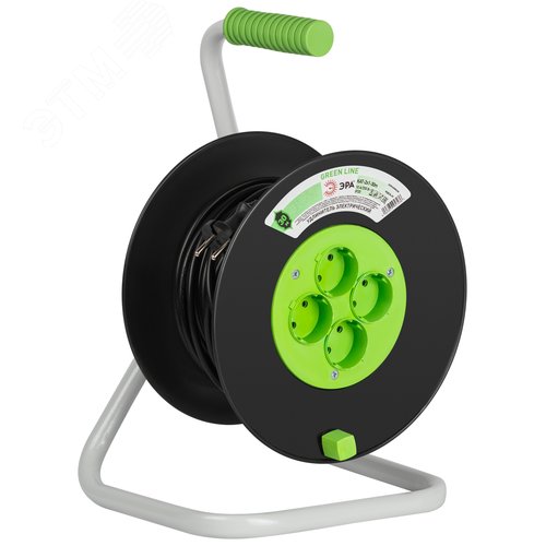 Изображение товара Удлинитель силовой на катушке пластик 4 розетки без заземления 30м ПВС 2x1мм2 GREEN LINE KAT-2x1-30m (шт)