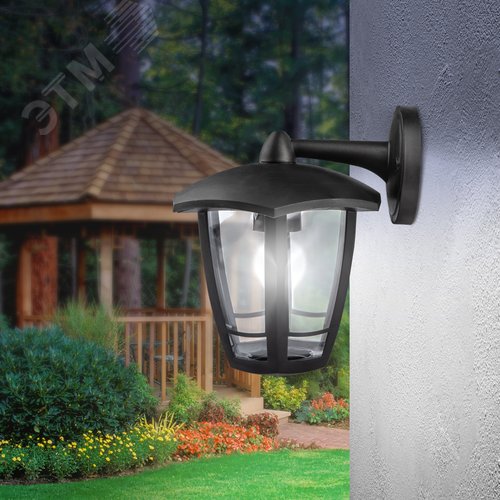 Светильник садово-парковый НБУ 07-40-004 Дели 3 черный 6 гранный настенный IP44 Е27 max 60 Вт - фото 10
