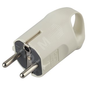 Изображение товара Вилка c/з 16A с кольцом непрямой ввод белая 10/200/6000 V3 (шт)