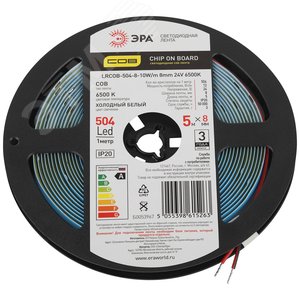 Изображение товара Лента светодиодная 10Вт/м 24В 6500К IP20 504LED/м LRCOB-504-8-10W/m 8mm 24V 6500K (шт)