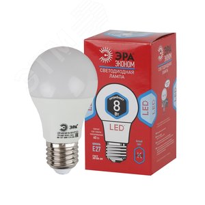 Лампа светодиодная ECO LED A60-8W-840-E27 (диод, груша, 8Вт, нейтр, E27) (10/100/1200) Б0019067 ЭРА - 3