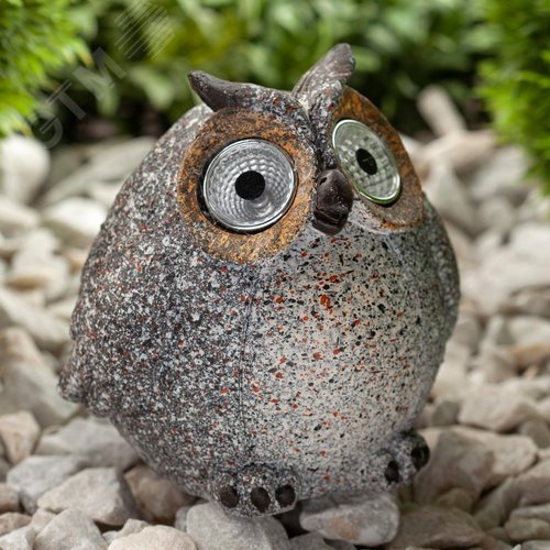 Светильник садовый Сова серая на солнечной батарее, полистоун, 11,5 см ERAFYS01-08 - фото 5