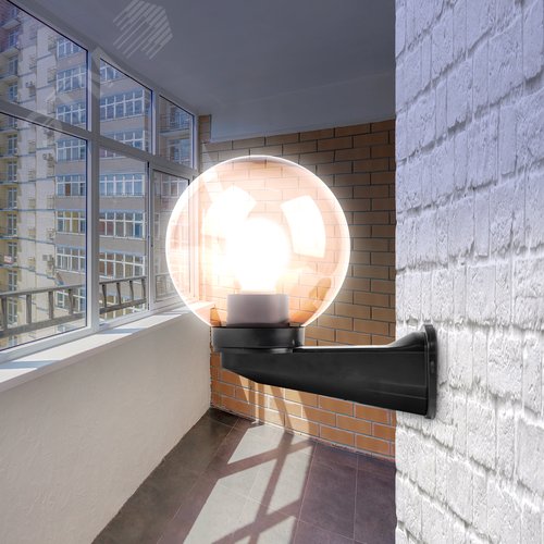 Светильник настенный НБУ 01-60-205 шар дымчатый IP44 Е27 max60Вт d200mm с настенным крепежом - фото 7