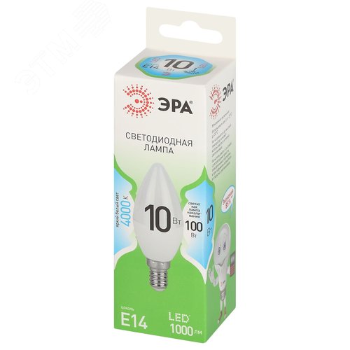 Лампа светодиодная LED 10 Вт 1000Лм 4000К свеча нейтральный E14 220-240В LED B35-10W-840-E14 Green Line - фото 3