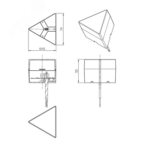 Модуль светящийся соединительный SML-AC-B-6K-03 для светильников SML 3 Вт 6500K 270 Лм треугольник черный - фото 5