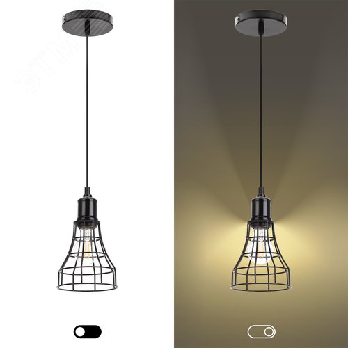 Подвес PL10 BK металл, E27, max 60W, d135 мм, черный (20/240) - фото 9