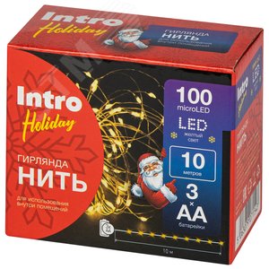 Гирлянда светодиодная новогодняя нить теплый свет 10 м 100 microled IP20 Intro Holiday INNR-01Z - фото 6