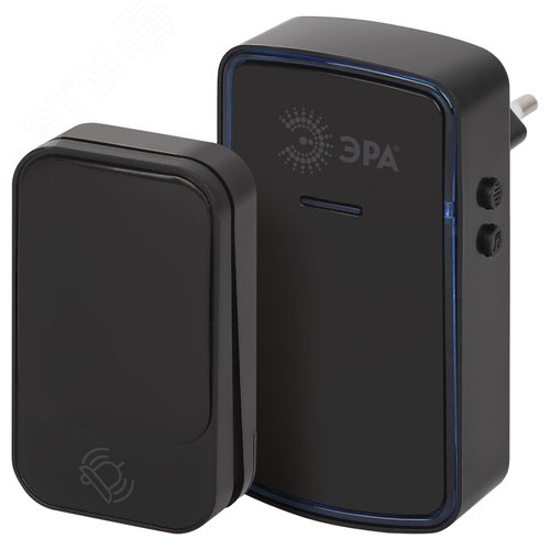 Изображение товара Звонок дверной беспроводной LED подсветка от сети чёрный 38 мелодий KINETIC C102 (шт)