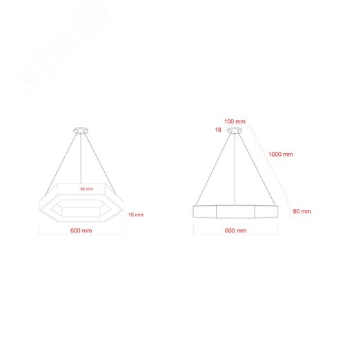 Светильник LED Geometria Hexagon SPO-123-W-40K-045 45Вт 4000K 2500Лм IP40 600х80 белый подвесной драйвер внутри - фото 6