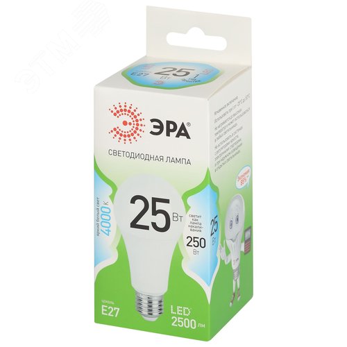 Лампа светодиодная LED 25 Вт 2500Лм 4000К груша нейтральный E27 220-240В LED A60-25W-840-E27 Green Line - фото 2