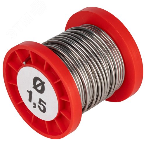 Изображение товара Припой для пайки ПОС 61 проволока d 1.5 мм катушка 100 гр (шт)