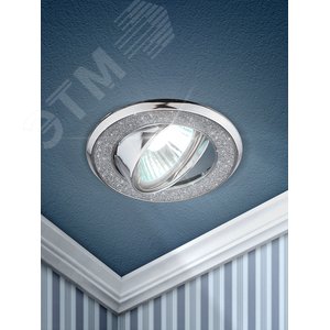 Светильник декор круглый со стеклянной крошкой MR16,12V/220V, 50W, хром/серебря DK18 CH/SH SL - фото 3