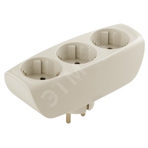 Изображение товара Тройник 3 гнезда, c заземлением, со шторками слоновая кость 10/60/960 SP-3e-I (шт)