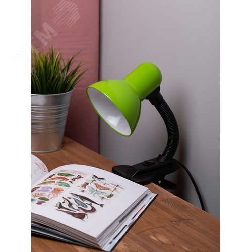 Светильник настольный N-212-Е27-40W-GR на прищепке зелёный - фото 6