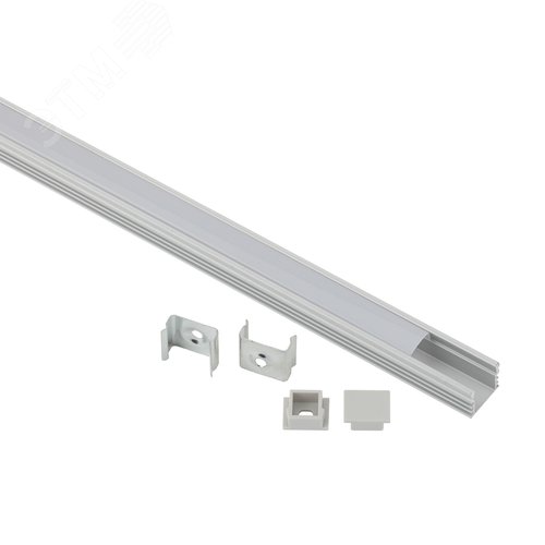 Изображение товара Комплект с накладным анодированным профилем 1612-1m 16х12мм, 1м, серебристый САВ261 (шт)