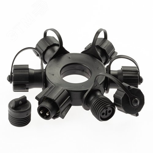 Разветвитель ERAPS-OR для гирлянд IP65 круговой 6 гнезд черный - фото 2