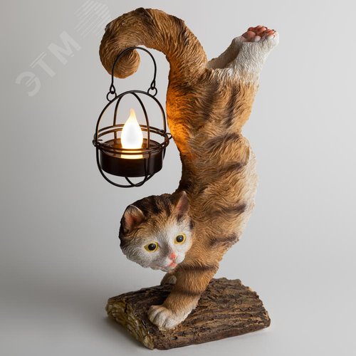 Светильник уличный ERASF22-01 на солнечных батареях садовый Кот Акробат 37 см - фото 4