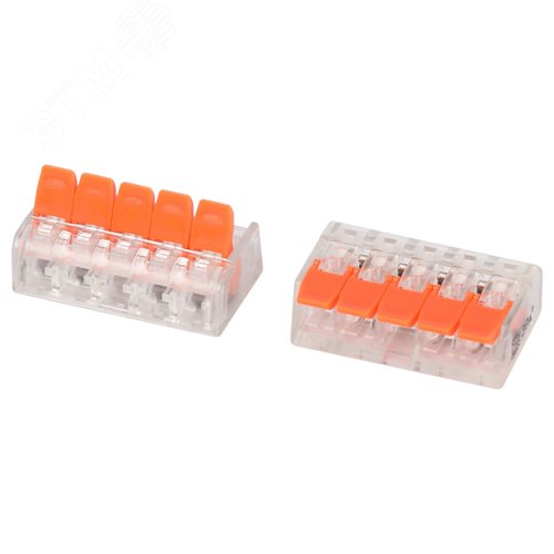 Изображение товара Клемма универсальная 221-415 компактная с рычагами 5-проводная 0.2-4 мм2 NO-225-431 (упаковка 2 шт.) (упак)