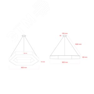 Светильник LED Geometria Hexagon SPO-124-W-40K-051 51 Вт 4000К 800х800х80 белый подвесной драйвер внутри - фото 6