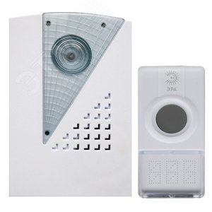 Изображение товара Звонок дверной беспроводной на батарейках 32 мелодии 100м IP44 LED подсветка динамика белый 2АА/А23 C41 (шт)