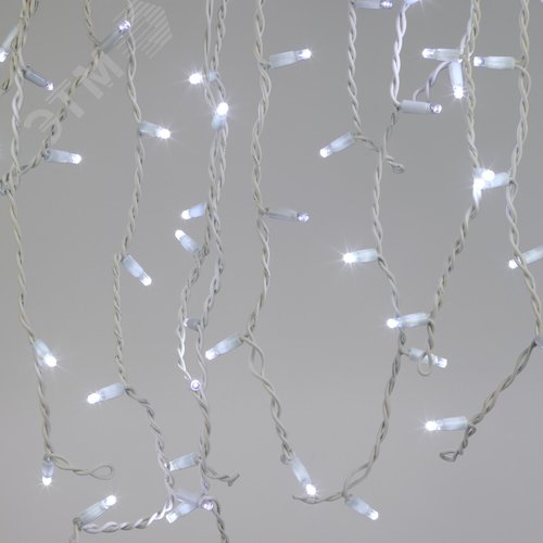 Гирлянда светодиодная новогодняя ERAPS-BK1 бахрома 0,7x2 м холодный белый свет 100 LED - фото 2