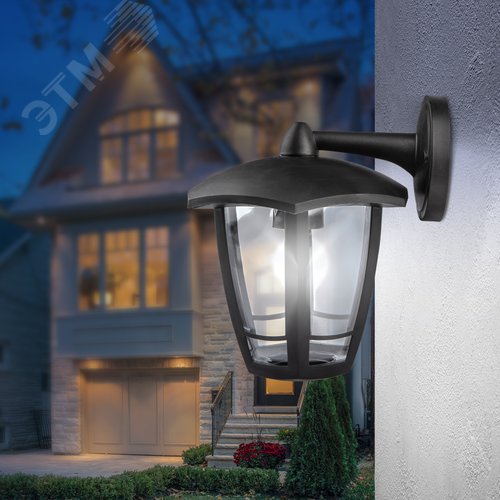 Светильник садово-парковый НБУ 07-40-004 Дели 3 черный 6 гранный настенный IP44 Е27 max 60 Вт - фото 8