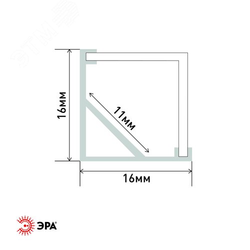 Комплект с угловом анодированным профилем CAB280 16х16мм, 2 м и квадратным экраном 2 м (5/60 - фото 2