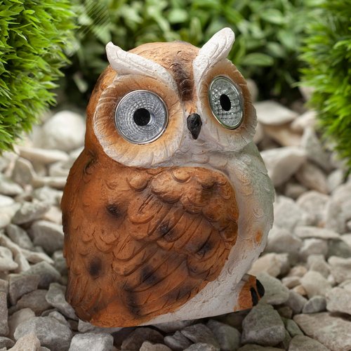 Светильник садовый Филин рыжий на солнечной батарее, полистоун, 13 см ERAFYS01-11 - фото 5