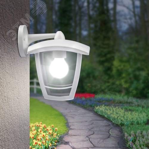 Светильник садово-парковый НБУ 07-40-002 Дели 2 белый 4 гранный настенный IP44 Е27 max60Вт - фото 6