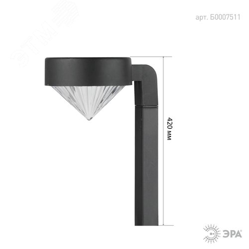 Светильник садовый на солнечной батарее, пластик, черный, 42 см SL-PL42-DMD - фото 2