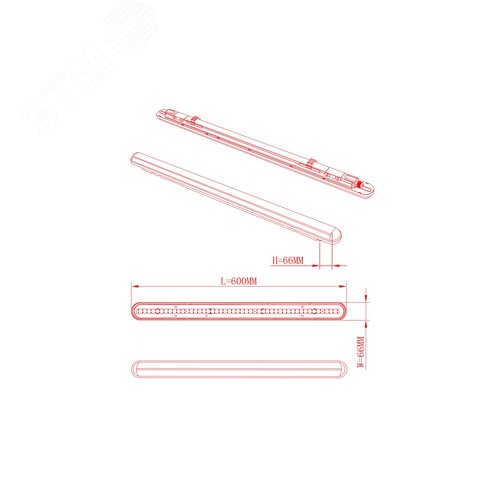 Светильник светодиодный линейный IP65 18Вт 1710Лм 4000К 600мм мат SPP-201-0-40K-018 - фото 9