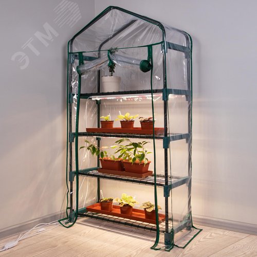 Теплица GREEN APPLE GA-House-4 со светильниками в комплекте 4 яруса 1250х690х300 мм - фото 8