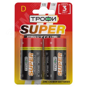 Батарейка Трофи R20-2BL SUPER HEAVY DUTY Zinc (12/96/4992)